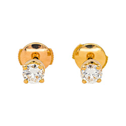 Boucles d'oreilles Puces en or jaune et diamants - Castafiore