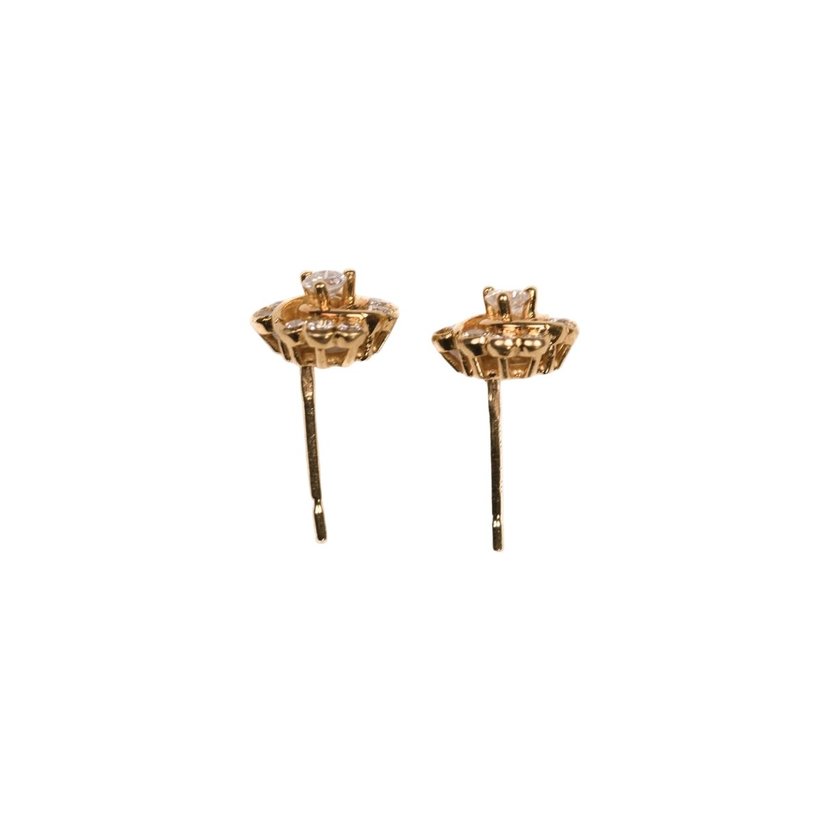 Boucles d'oreilles Puces en or jaune et diamants - Castafiore