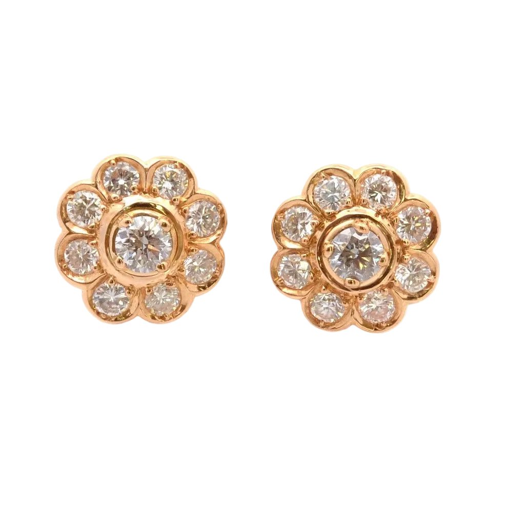 Boucles d'oreilles Puces en or jaune et diamants - Castafiore