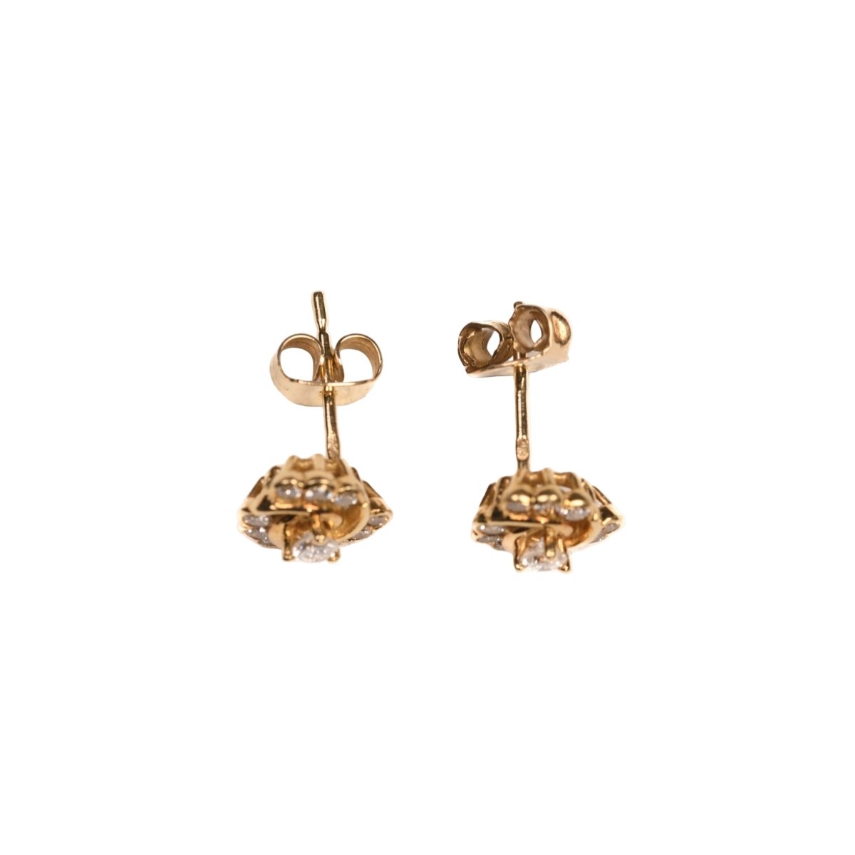 Boucles d'oreilles Puces en or jaune et diamants - Castafiore