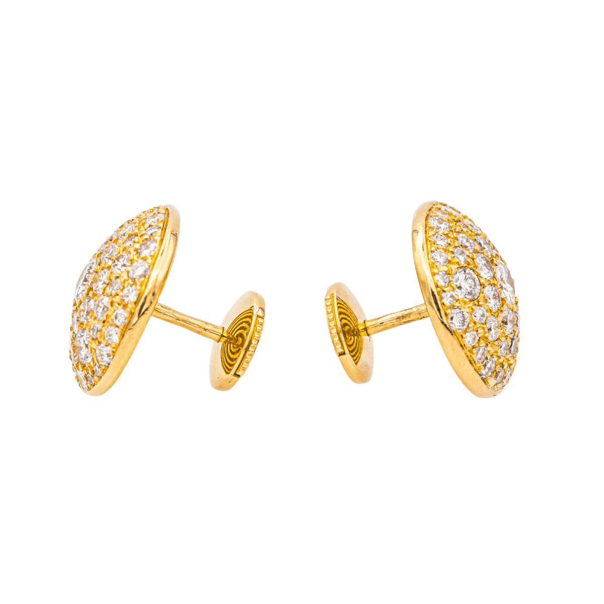 Boucles d'oreilles Puces en or jaune et diamants - Castafiore