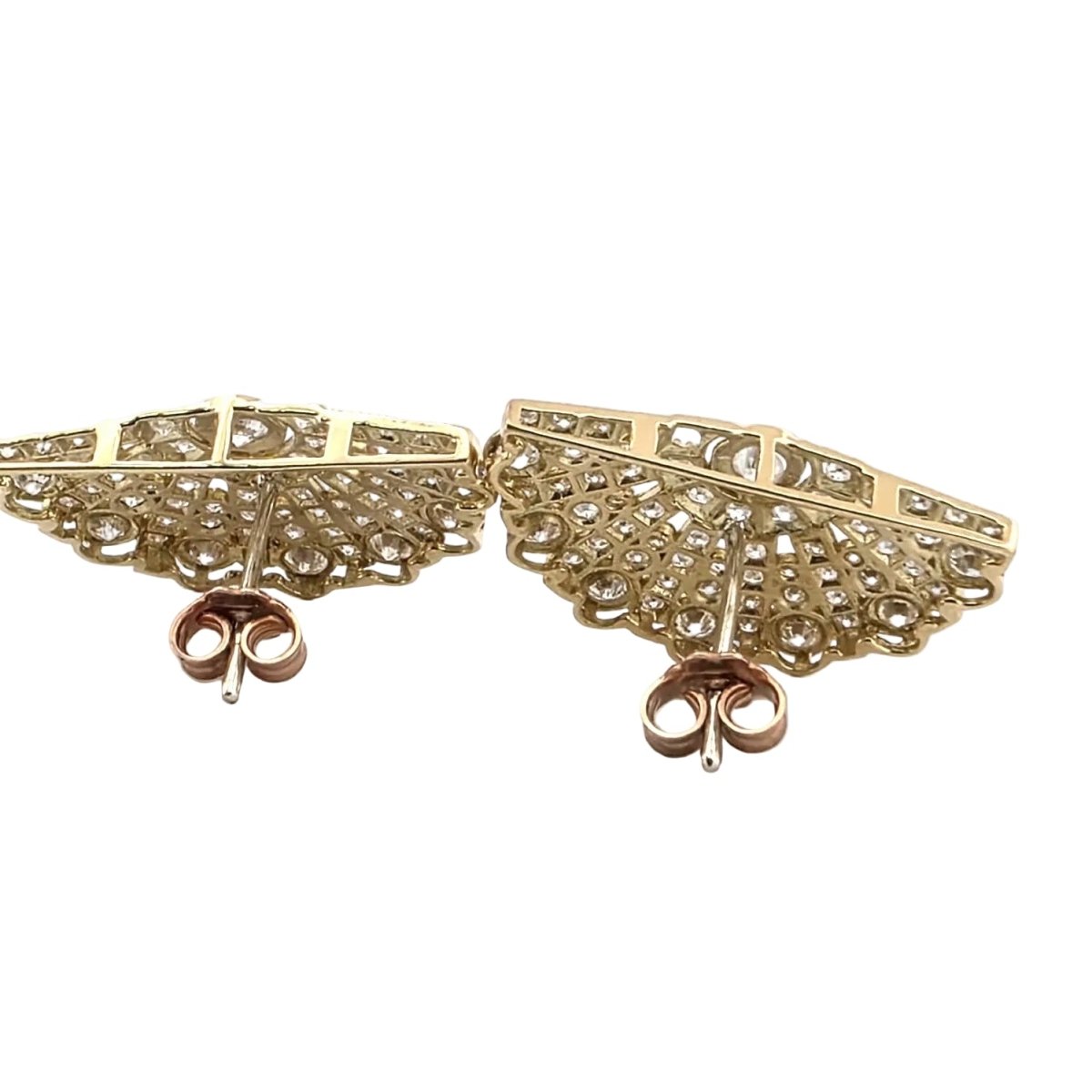 Boucles d'oreilles Puces en or jaune et diamants - Castafiore