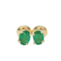 Boucles d'oreilles Puces en or jaune et émeraude - Castafiore