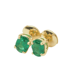 Boucles d'oreilles Puces en or jaune et émeraude - Castafiore