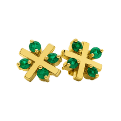 Boucles d'oreilles Puces en or jaune et émeraudes - Castafiore
