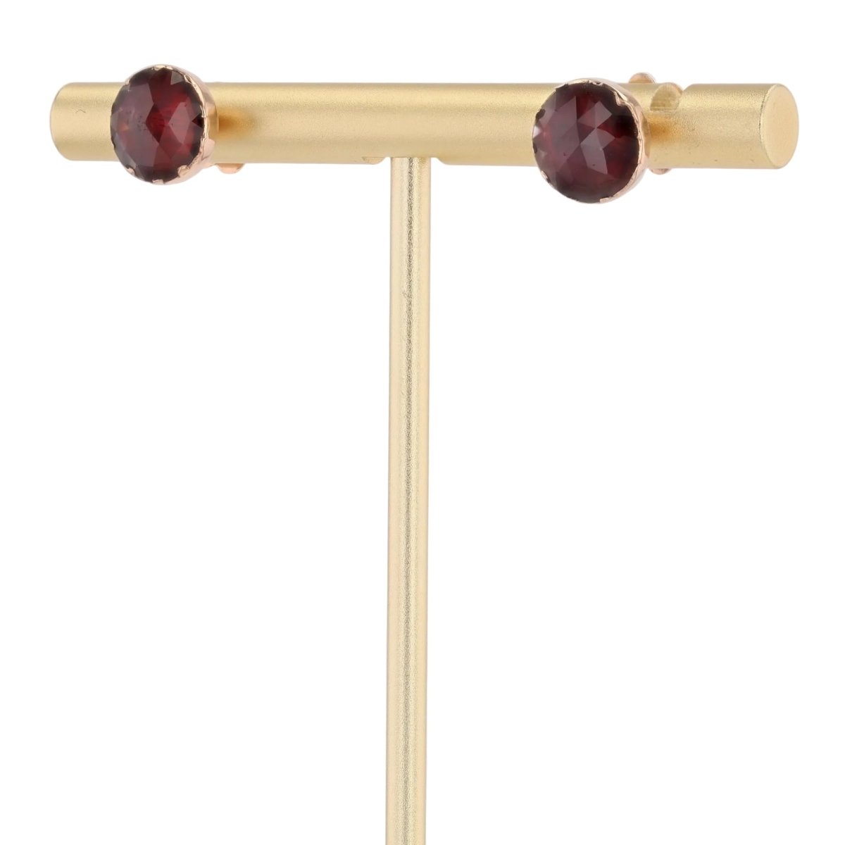 Boucles d'oreilles Puces en or jaune et grenats - Castafiore