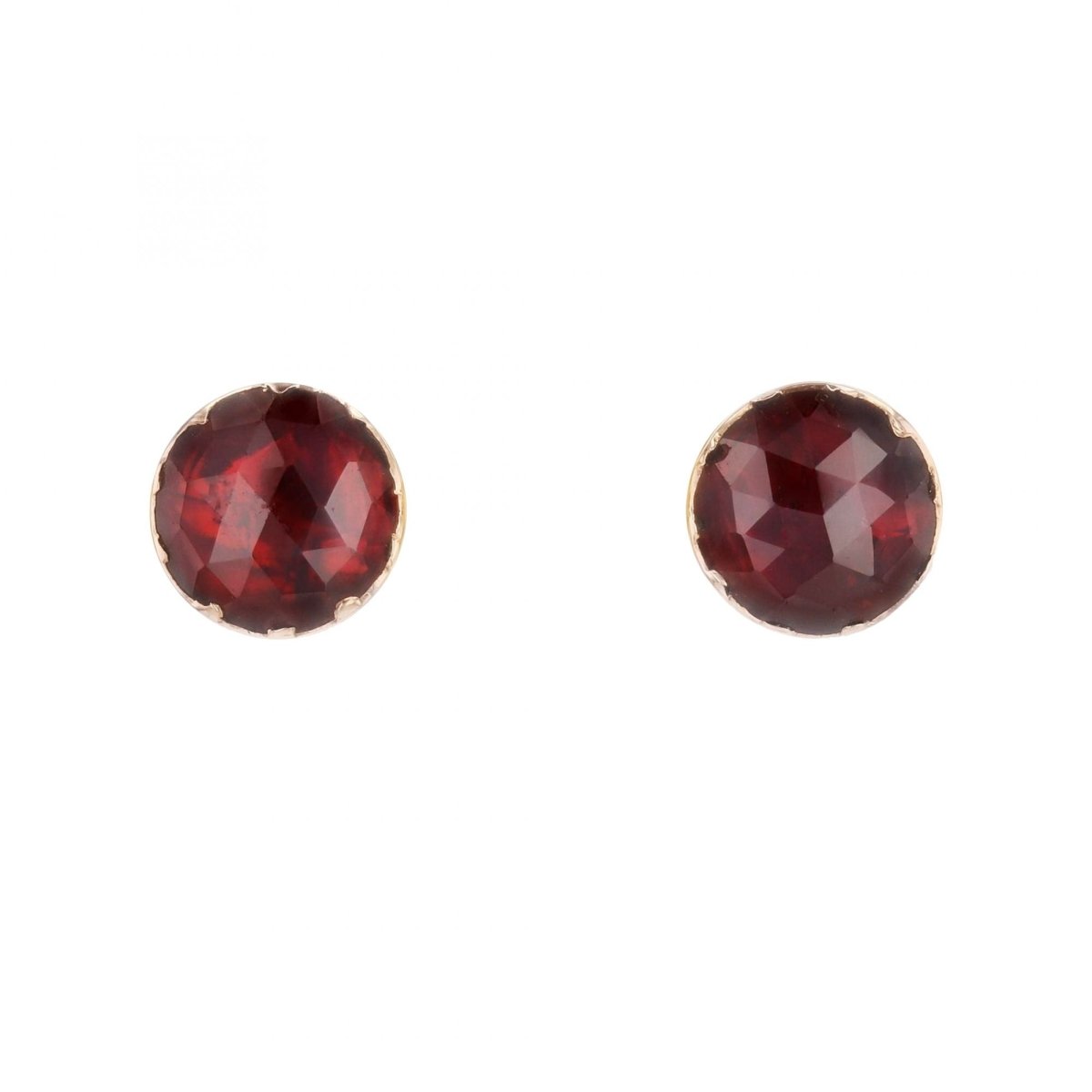 Boucles d'oreilles Puces en or jaune et grenats - Castafiore