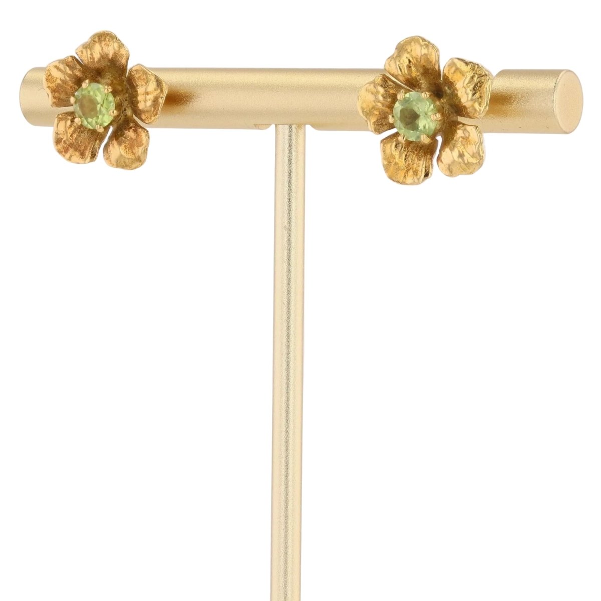 Boucles d'oreilles Puces en or jaune et péridots - Castafiore