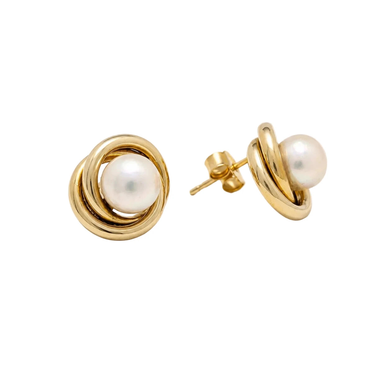 Boucles d’oreilles Puces en or jaune et perles - Castafiore