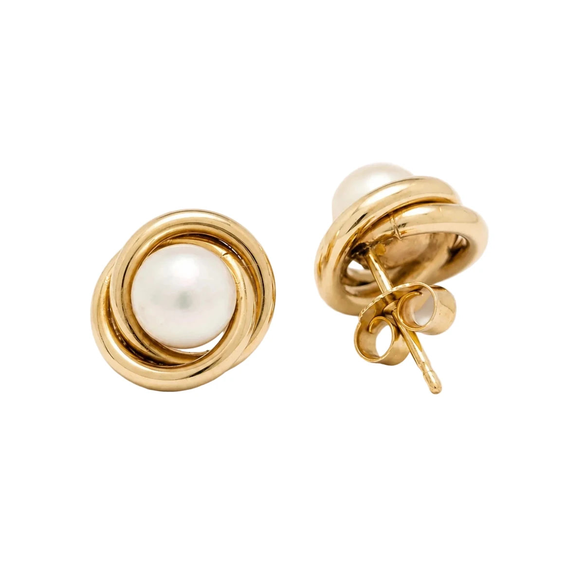 Boucles d’oreilles Puces en or jaune et perles - Castafiore