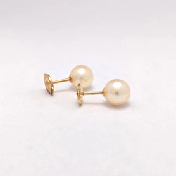 Boucles d’oreilles Puces en or jaune et perles - Castafiore