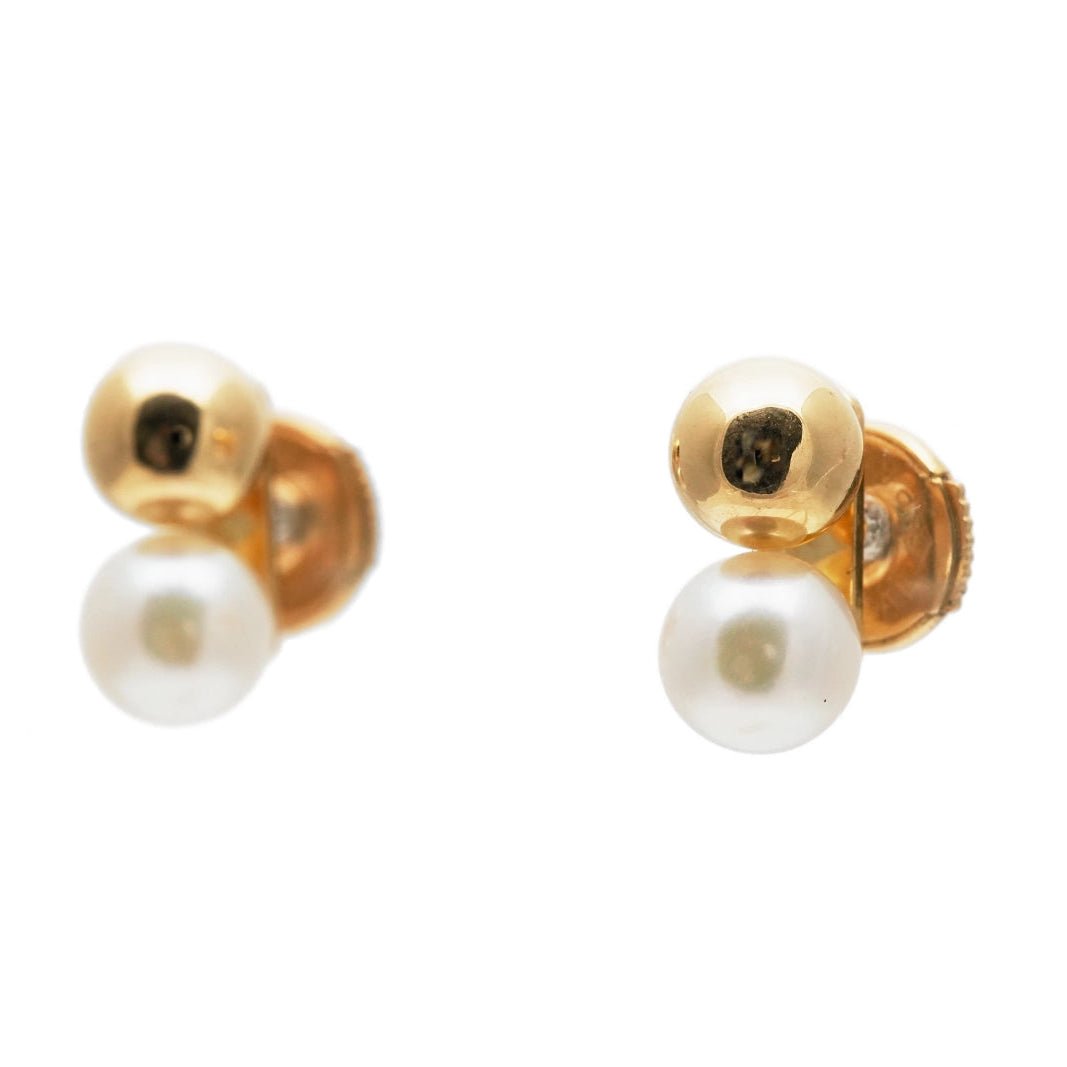 Boucles d'oreilles Puces en or jaune et perles - Castafiore