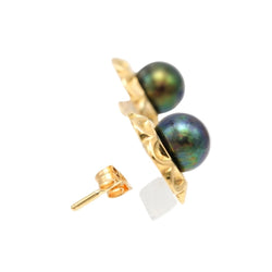 Boucles d'oreilles Puces en or jaune et perles - Castafiore
