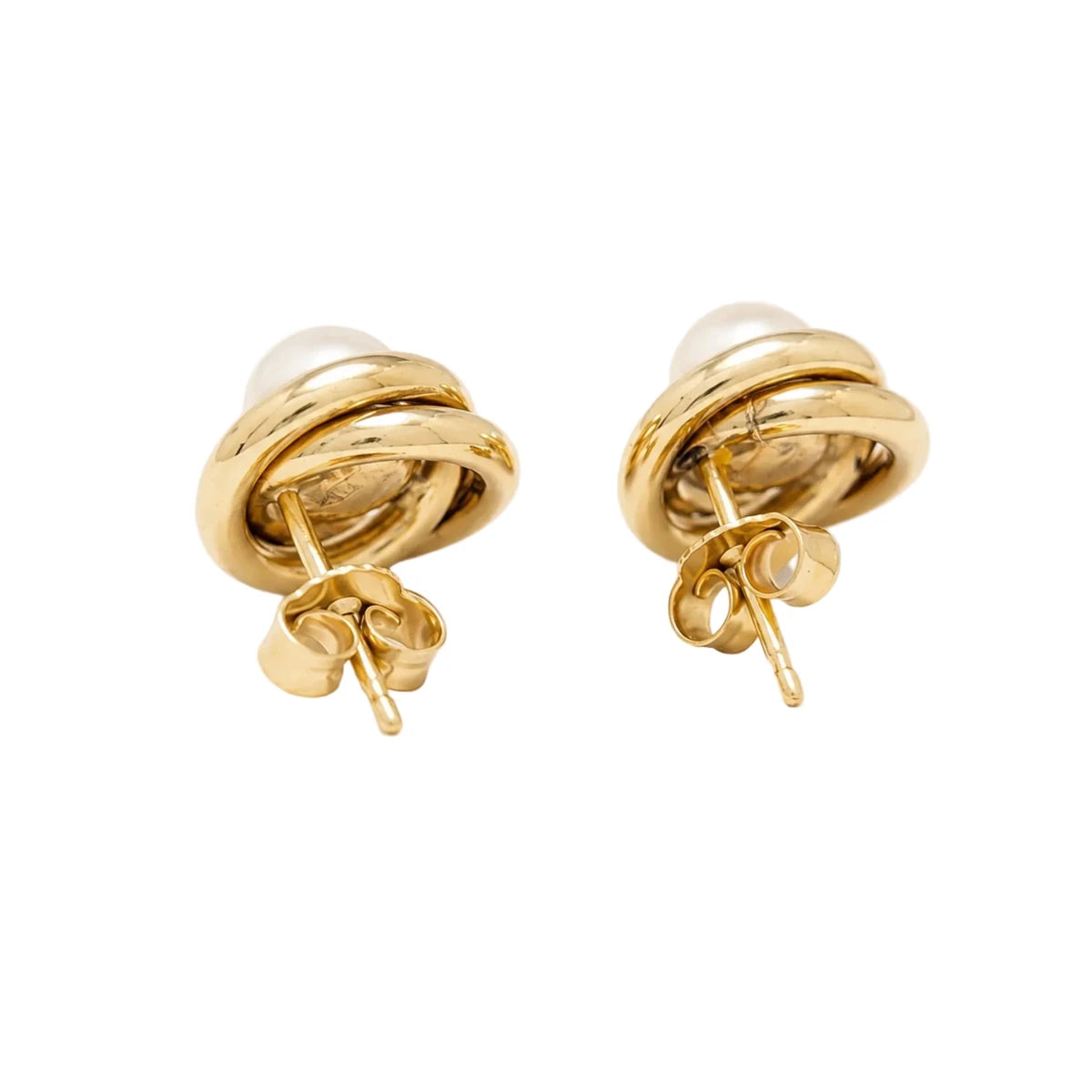 Boucles d’oreilles Puces en or jaune et perles - Castafiore