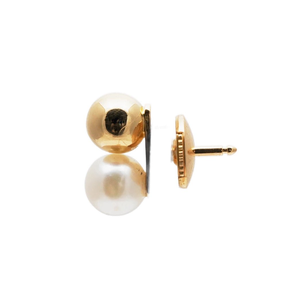 Boucles d'oreilles Puces en or jaune et perles - Castafiore