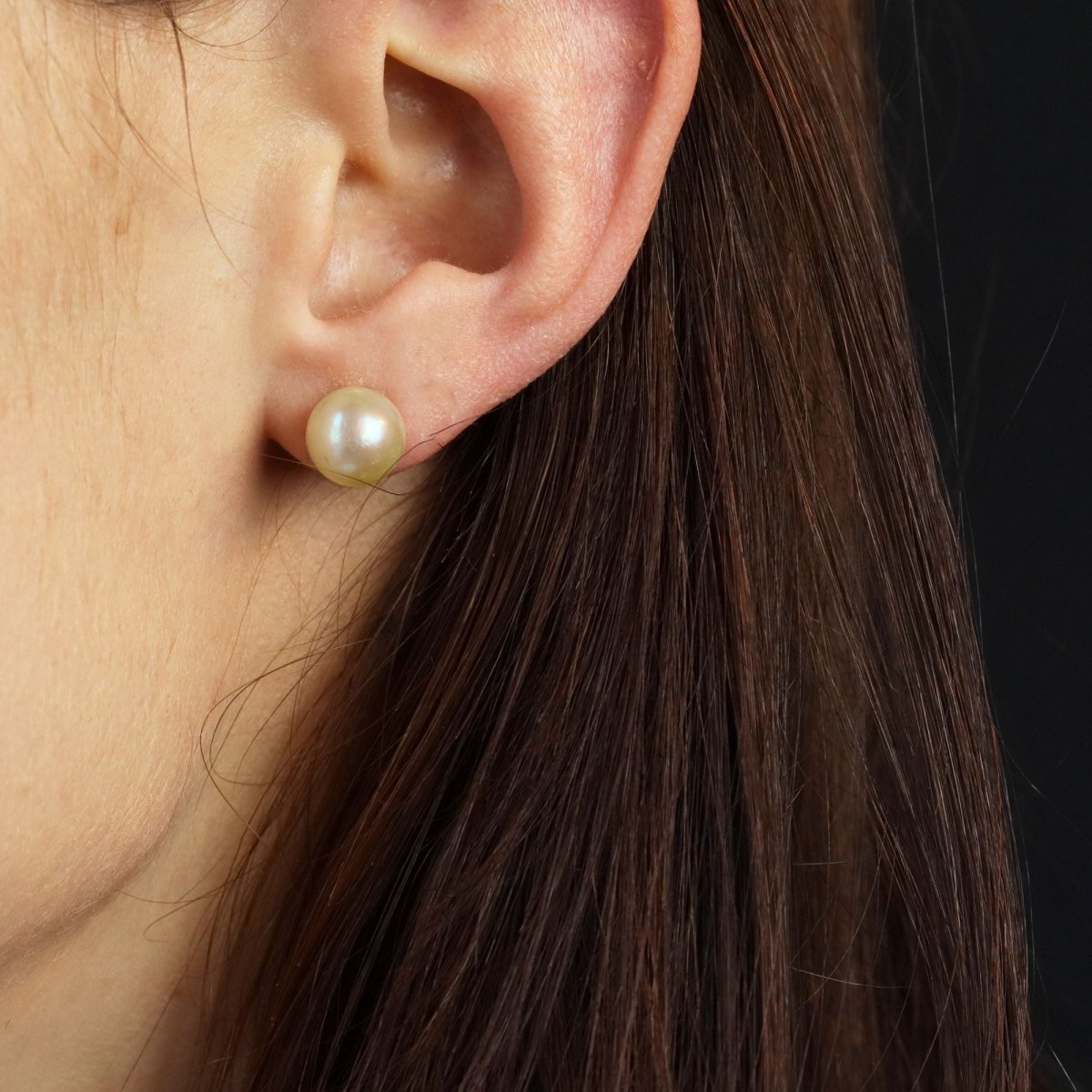 Boucles d'oreilles Puces en or jaune et perles - Castafiore