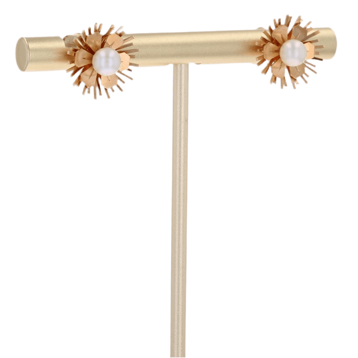 Boucles d'oreilles Puces en or jaune et perles - Castafiore