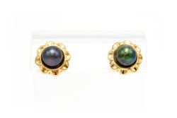 Boucles d'oreilles Puces en or jaune et perles - Castafiore