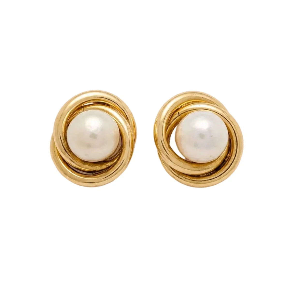 Boucles d’oreilles Puces en or jaune et perles - Castafiore