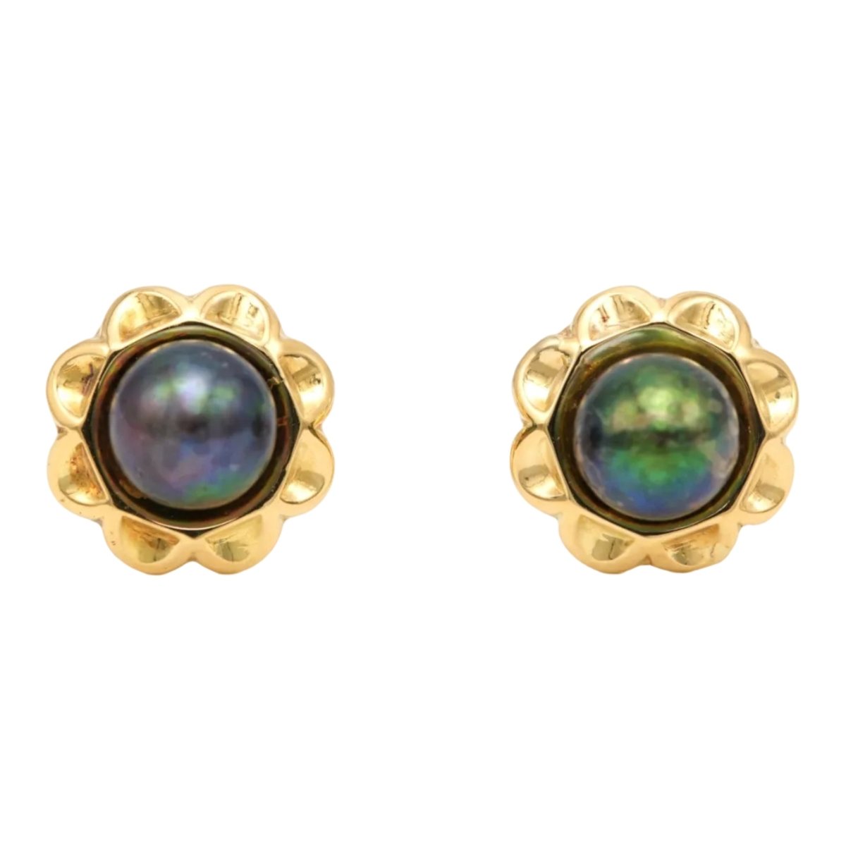 Boucles d'oreilles Puces en or jaune et perles - Castafiore