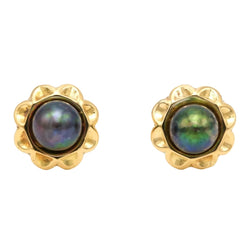 Boucles d'oreilles Puces en or jaune et perles - Castafiore