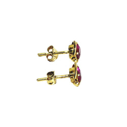 Boucles d'oreilles Puces en or jaune et rubis - Castafiore