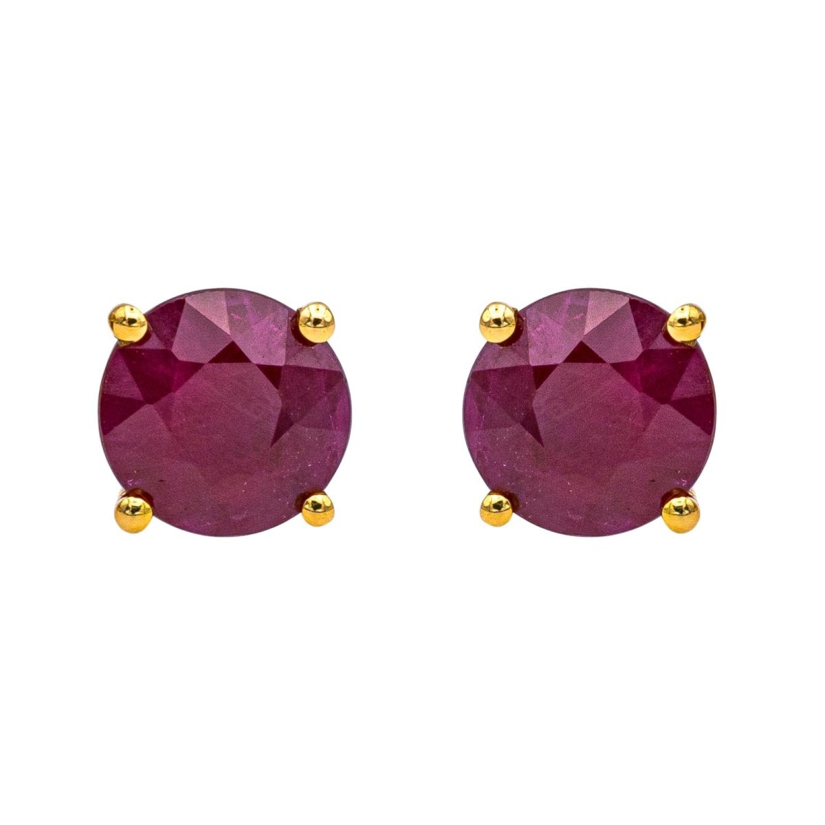 Boucles d'oreilles Puces en or jaune et rubis - Castafiore