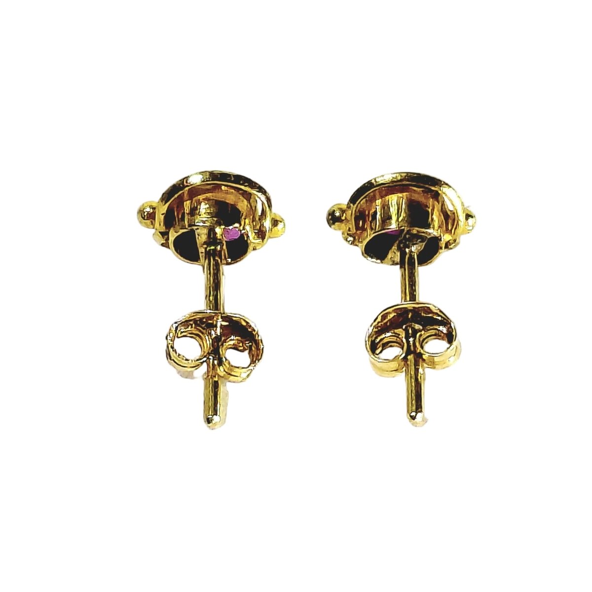 Boucles d'oreilles Puces en or jaune et rubis - Castafiore