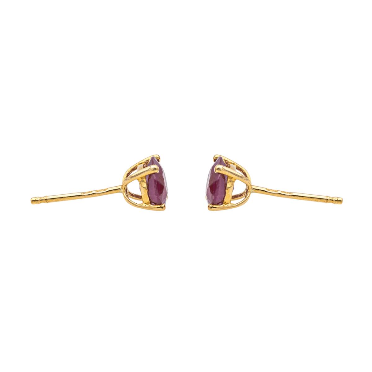 Boucles d'oreilles Puces en or jaune et rubis - Castafiore