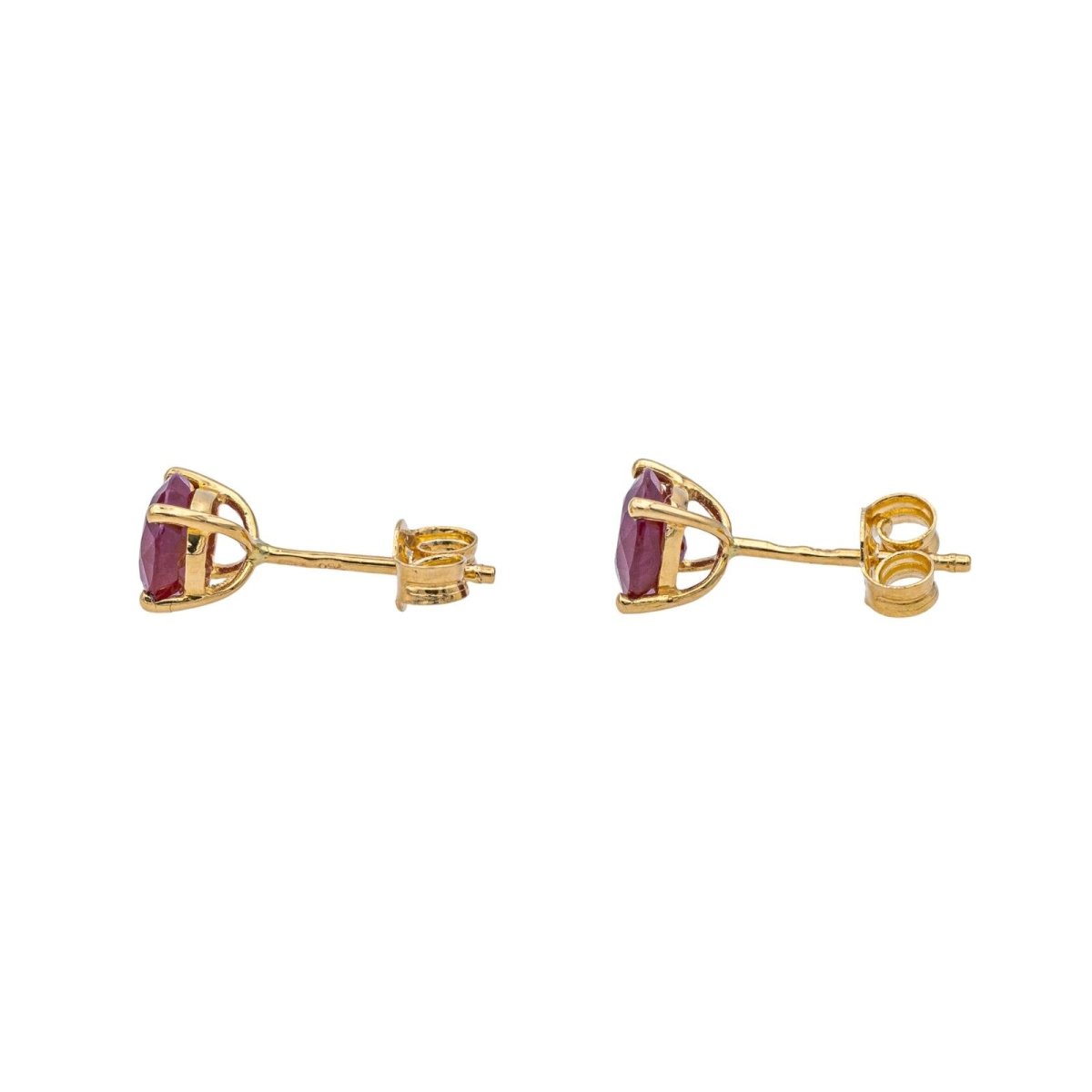 Boucles d'oreilles Puces en or jaune et rubis - Castafiore