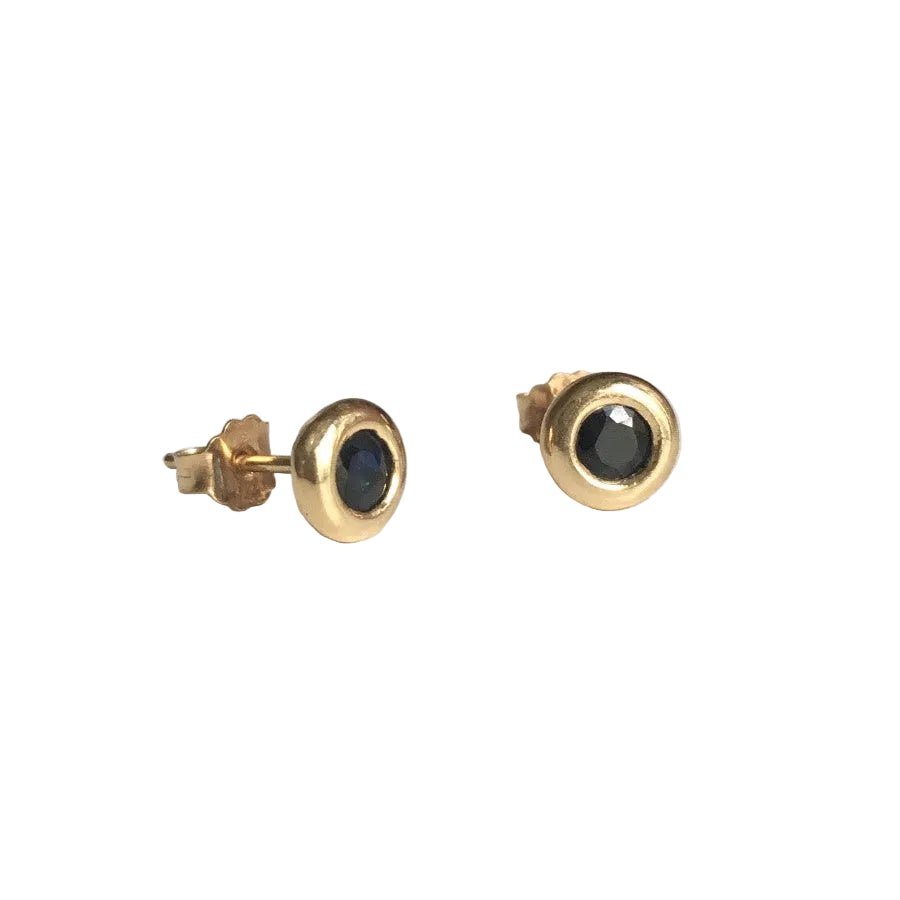 Boucles d'oreilles Puces en or jaune et saphirs - Castafiore