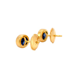 Boucles d'oreilles Puces en or jaune et saphirs - Castafiore