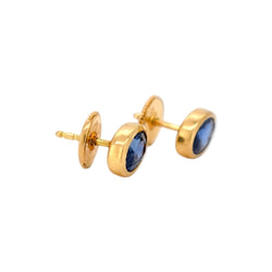Boucles d'oreilles Puces en or jaune et saphirs - Castafiore