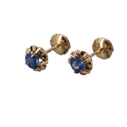 Boucles d'oreilles Puces en or jaune et saphirs - Castafiore