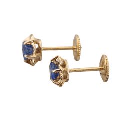 Boucles d'oreilles Puces en or jaune et saphirs - Castafiore