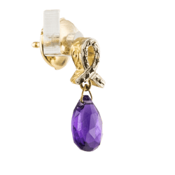 Boucles d'oreilles Puces en or jaune, or blanc et améthystes - Castafiore