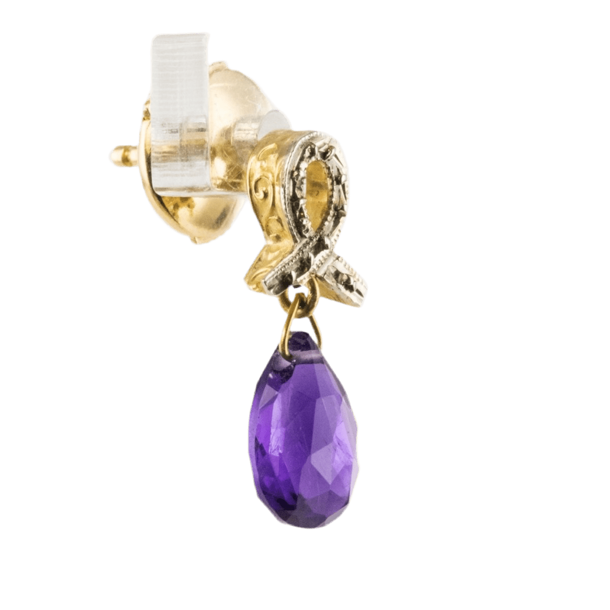 Boucles d'oreilles Puces en or jaune, or blanc et améthystes - Castafiore