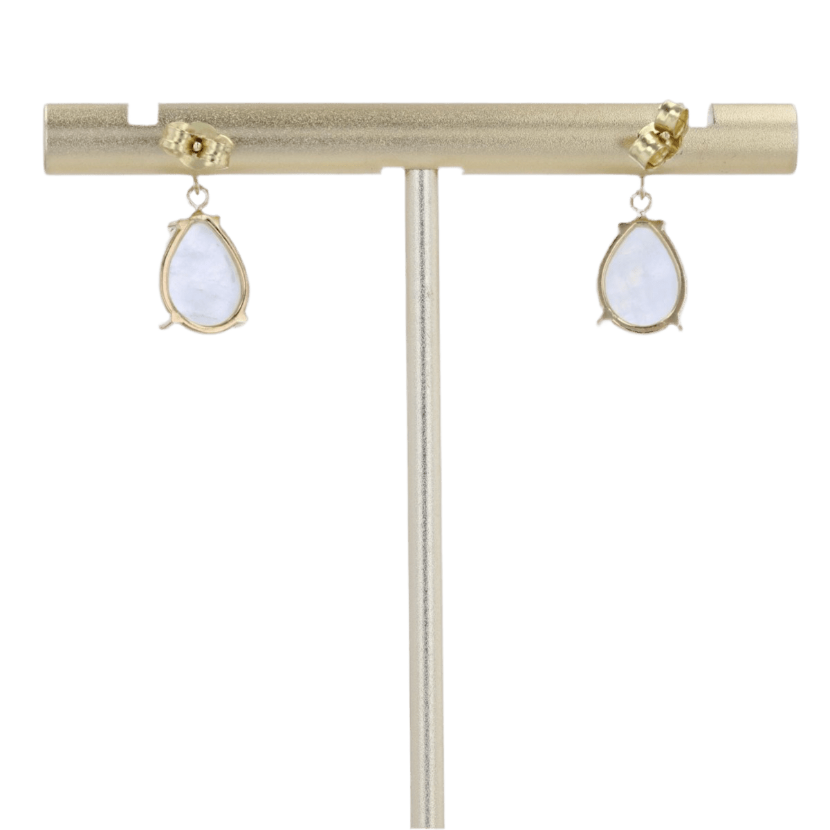 Boucles d'oreilles Puces en or jaune, perles et pierres de lune - Castafiore