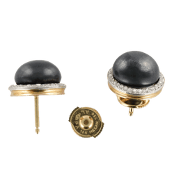 Boucles d'oreilles Puces en or jaune, platine, hématite et diamants - Castafiore