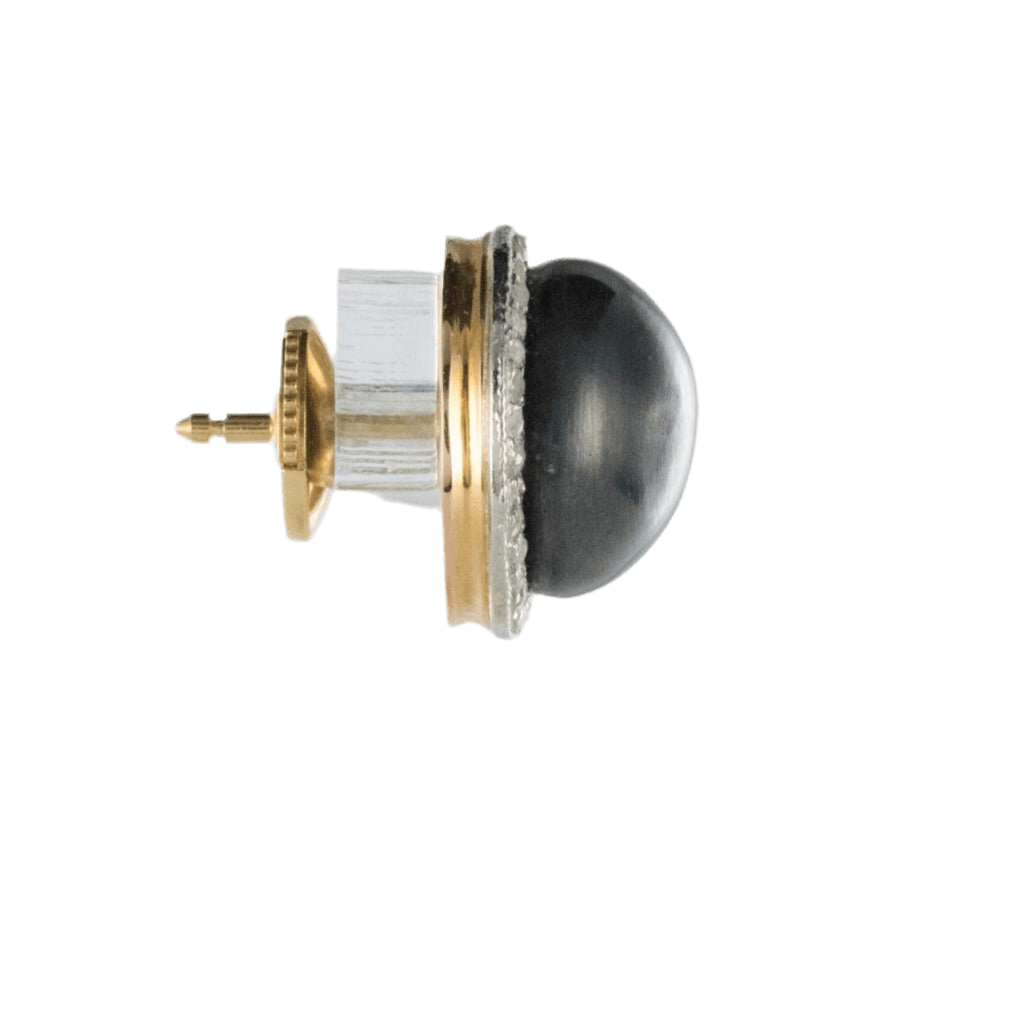 Boucles d'oreilles Puces en or jaune, platine, hématite et diamants - Castafiore