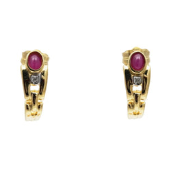 Boucles d'oreilles Puces en or jaune, rubis et diamants - Castafiore