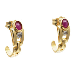 Boucles d'oreilles Puces en or jaune, rubis et diamants - Castafiore