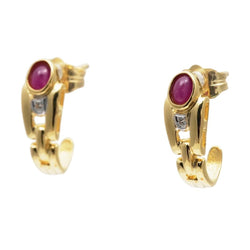 Boucles d'oreilles Puces en or jaune, rubis et diamants - Castafiore