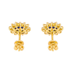 Boucles d'oreilles Puces en or jaune, saphirs et diamants - Castafiore