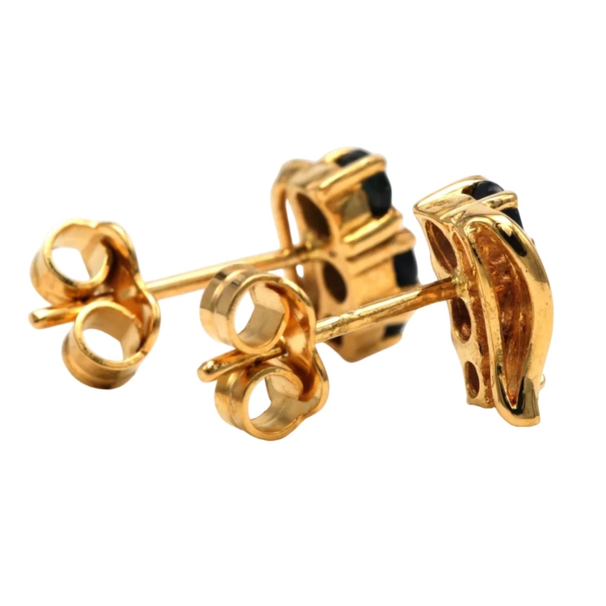 Boucles d'oreilles Puces en or jaune, saphirs et diamants - Castafiore