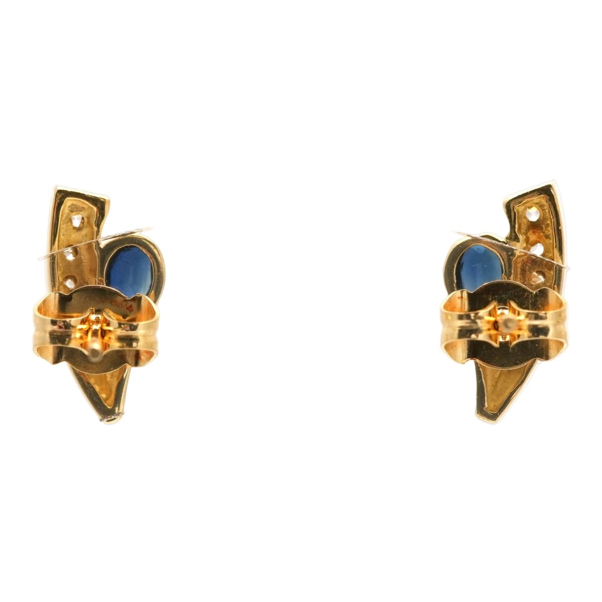 Boucles d'oreilles Puces en or jaune, saphirs et diamants - Castafiore