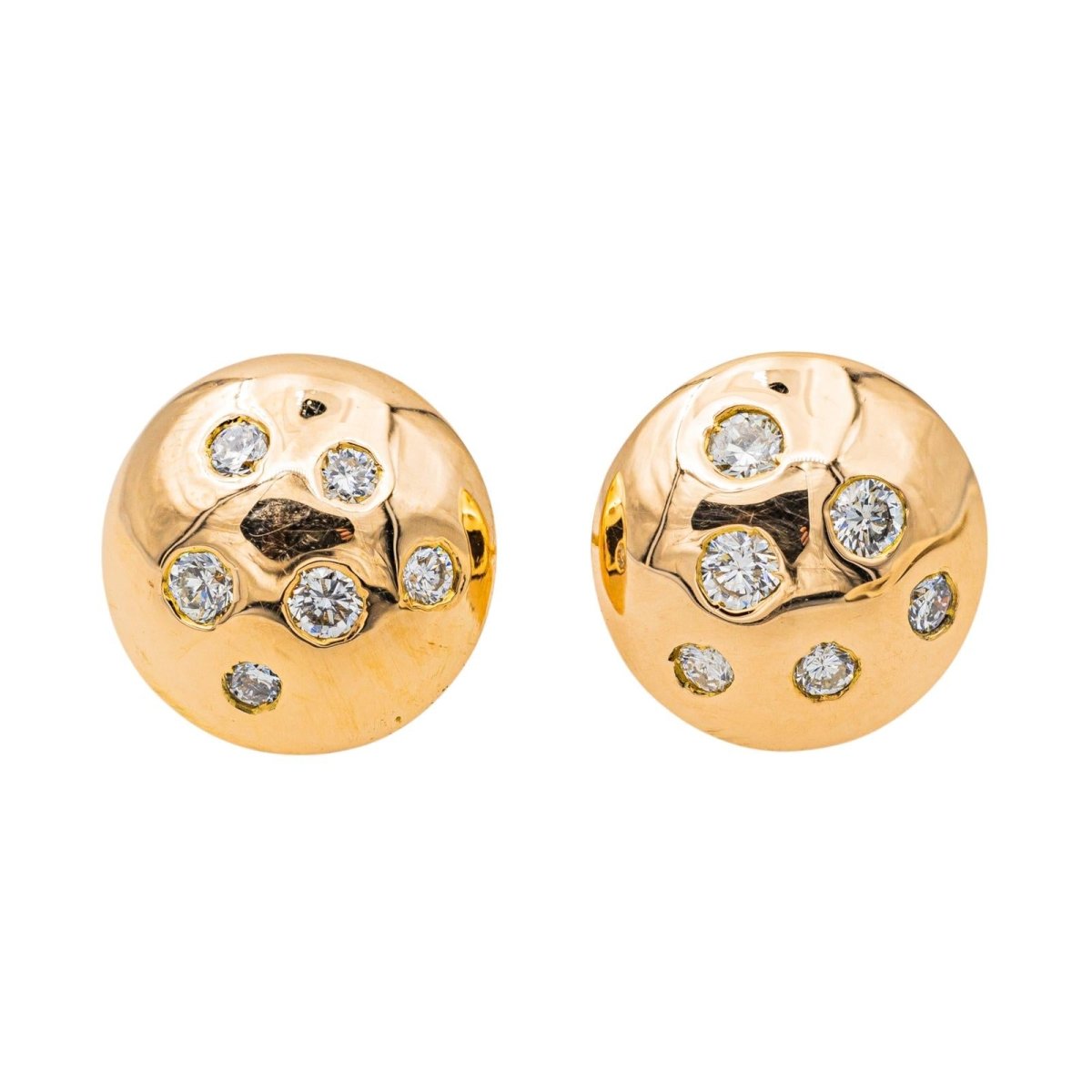 Boucles d'oreilles Puces en or rose et diamant - Castafiore