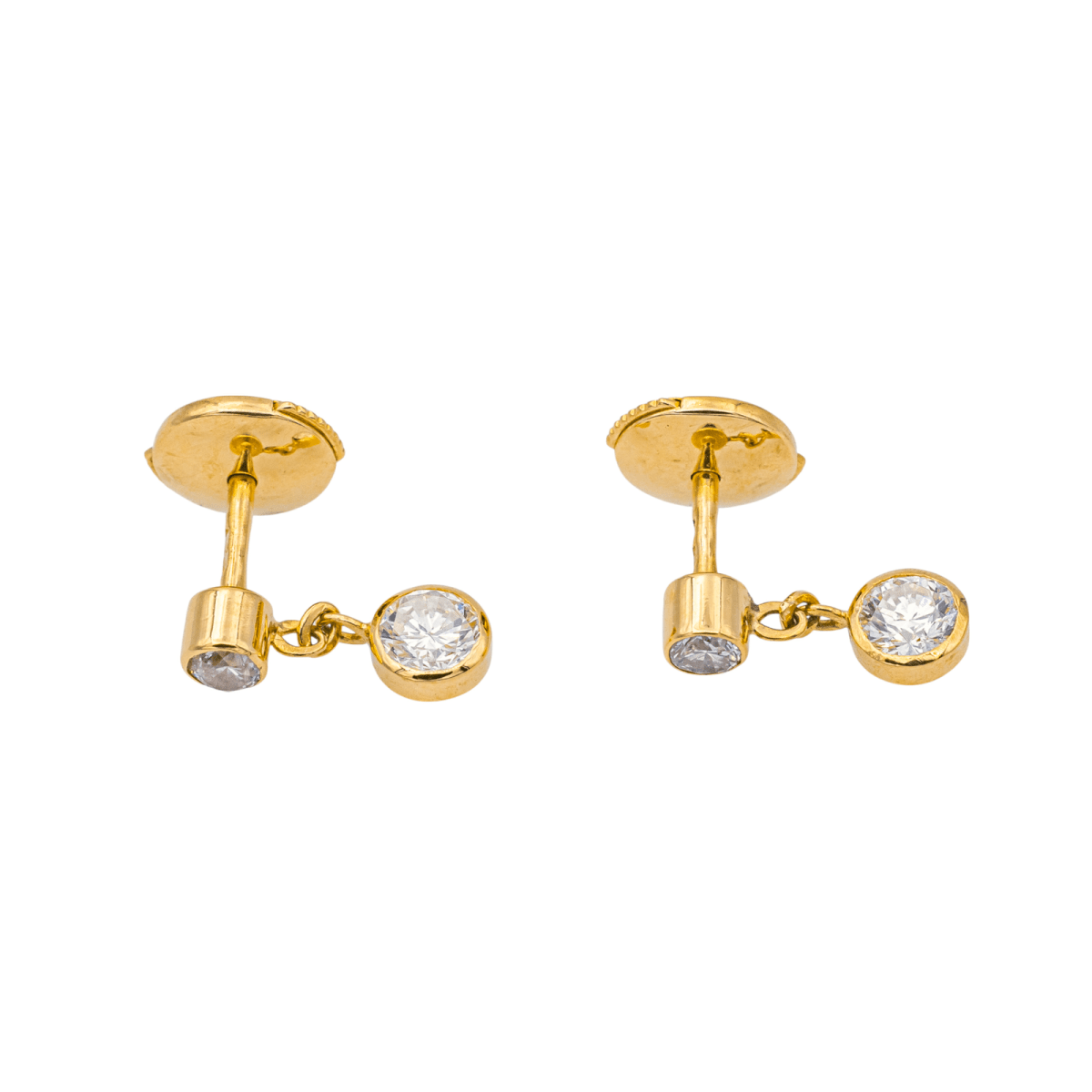 Boucles d'oreilles Puces en or rose et diamants - Castafiore