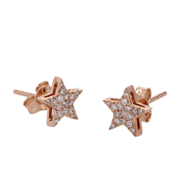 Boucles d'oreilles Puces en or rose et diamants - Castafiore