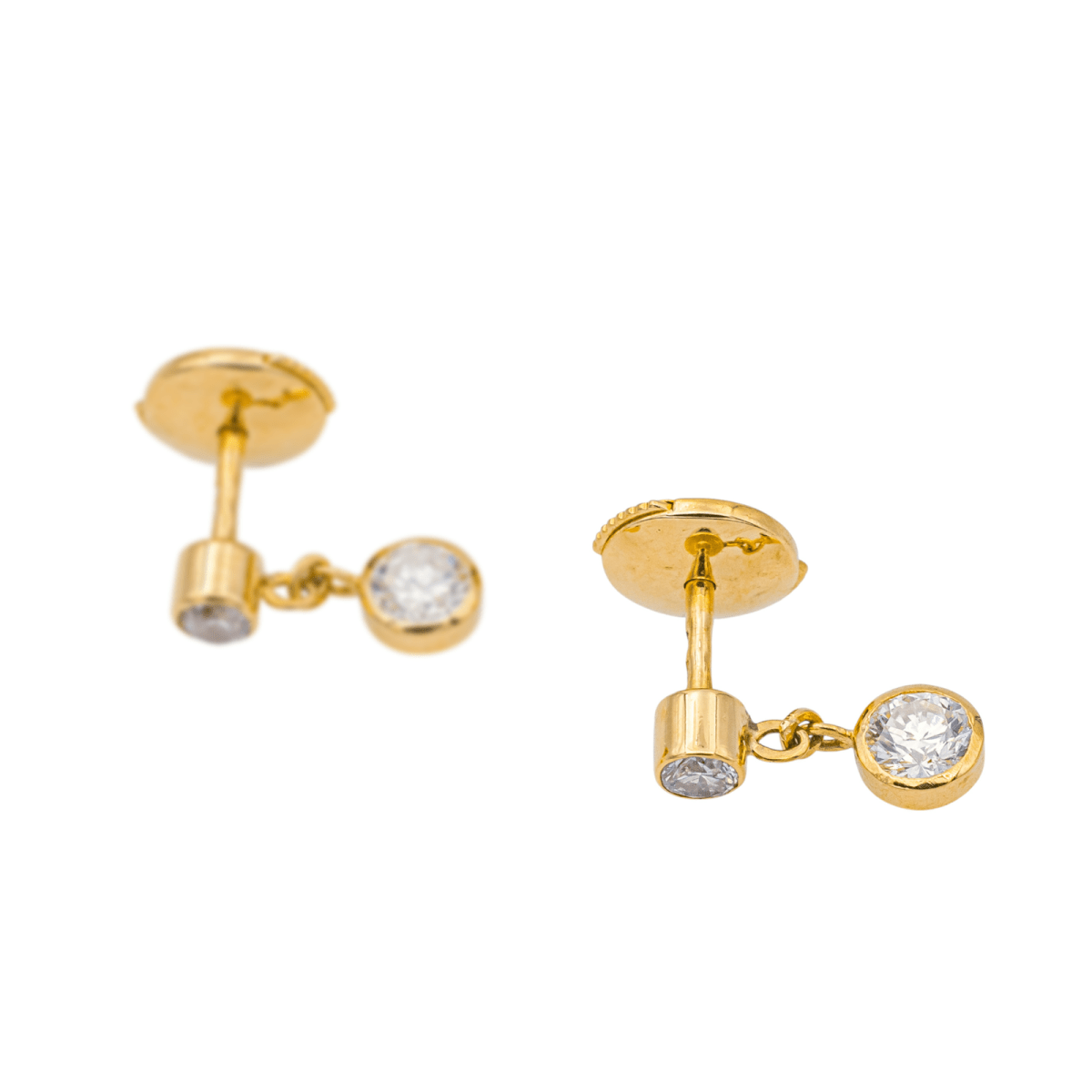 Boucles d'oreilles Puces en or rose et diamants - Castafiore